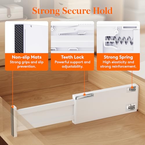 Lifewit 12 Pack 4 High Drawer Dividers 28-43.5cm/11-17" Adjustable Drawer Organizer for Clothes/Utensils