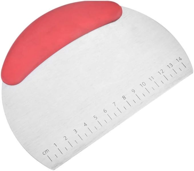 Dough Scraper, Professional Stainless Steel Dough Pastry Grill Scraper with Scale-Red
