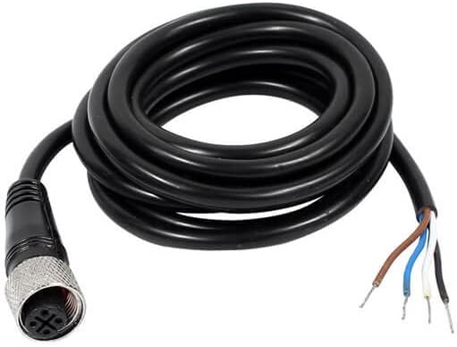 Elecbee 5pcs M12 Connector Cable Assembly Female Straight 4 Pin A Coding Overmolded Cable 0.5M AWG22