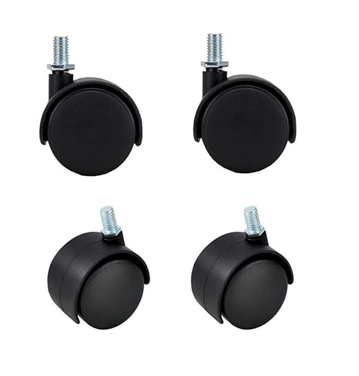 Nylon Twin Wheel Swivel Caster 1-78 Threaded Stem Plant Pot Caddy Wheel Black, 4 Packs