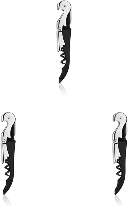 True TrueTap Double Hinged Waiters Corkscrew, Black Wine Bottle Opener with Foil Cutter, Wine Key (Pack of 3)