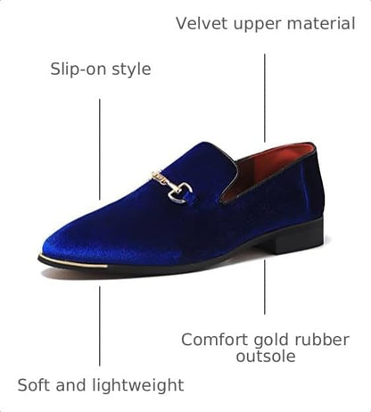 FLQL Men's Luxury Penny Loafer Slip-On Velvet Shoes Party Dancing Shoes Suede Wedding Shoes Plus Size 7-13