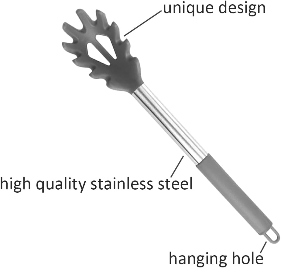 Silicone Pasta Fork, Spaghetti Server, Professional Pasta Server Spoon Heat Resistant Noodle Spoon, Spaghetti Strainer Best Cooking Tools ( Color Bule )
