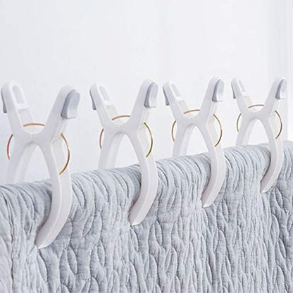 Pack of 8 beach towel clips for beach chairs, white jumbo size towel clips, pool chairs, plastic clothes hanging clips, clip clamps for