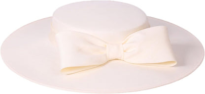 Wide Brim Hats for Women Big Bowknot Formal Occasion Kentucky Cap Lady Wedding Cocktail Party Flat Top Fedoras
