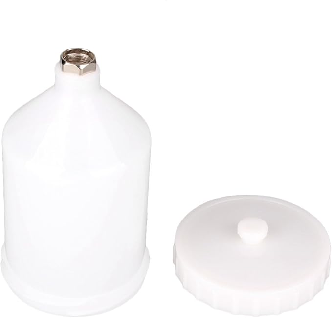 Mallofusa 600ml Spray Paint Gun Cup Air Gravity Feed Paint Spray Auto Car Pot Threaded Connector Capacity for Spray Gun White