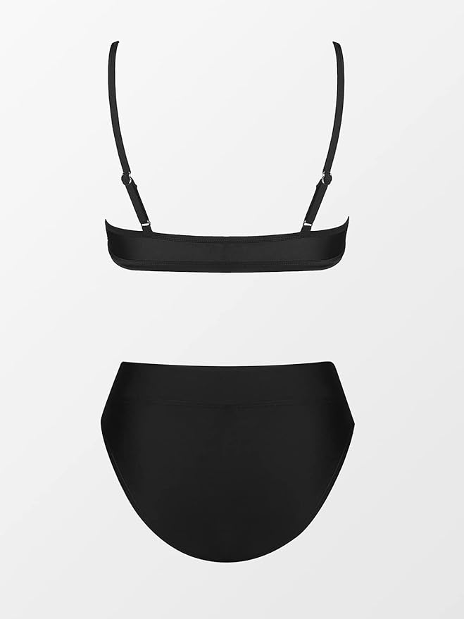 CUPSHE Bikini Set for Women Two Piece Swimsuits Cut Out High Waisted Scoop Neck V Cut Bottom