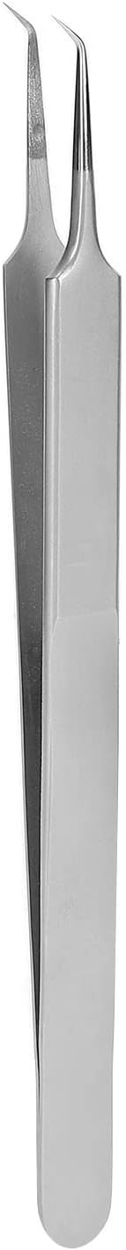 Walfront Hardened Tweezers, Curved Accurate Repair Maintenance Fixture Tip Lengthened BST?18 202 Stainless Steel Material, Tweezers