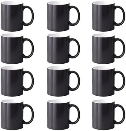 12pcs 11oz Sublimation AAA Quality Coffee Changing Color Mugs Blanks, Red, Blue and Black (Black)