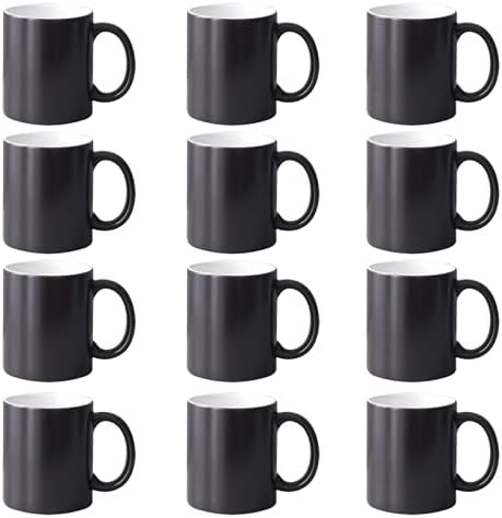 12pcs 11oz Sublimation AAA Quality Coffee Changing Color Mugs Blanks, Red, Blue and Black (Black)