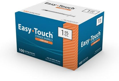 EasyTouch Luer-Lock Syringe Barrel, 1ML Syringe, Pack of 24