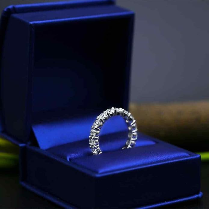 BeBold 3.2ct Round Cut Simulated Diamond CZ Wedding Ring Band White Gold Plated Full Eternity