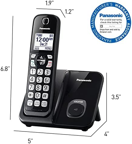 Panasonic Cordless Phone System, Expandable Home Phone with Call Blocking, Bilingual Caller ID and High-Contrast Display, 1 Handset - KX-TGD610B (Black)