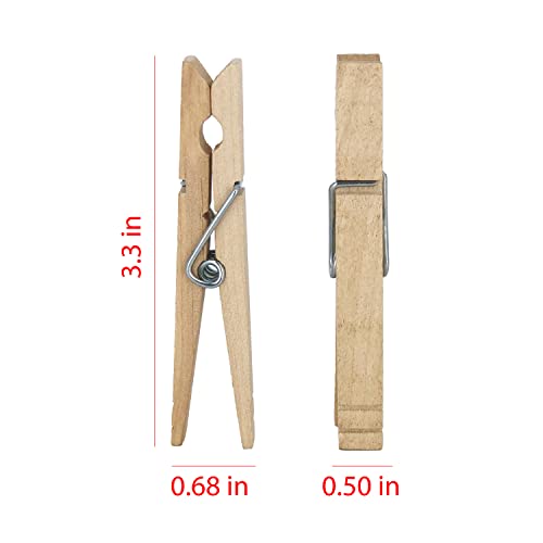 Clorox Wood Clothespins with Spring Value Pack Set of 50 | Rust Resistant, Heavy-Duty Coil, Non-Slip Grip for Line Drying Laundry, Chip Clips, Crafts, 50 Pack