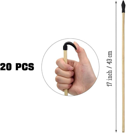 20 Pcs Wooden Arrows Soft Rubber Tips, 17 Inch Handmade Wooden Toy Arrow for Kids and Beginners, Archery Bows Outdoor Play Cosplay Costume Decoration
