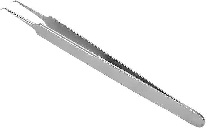 Walfront Hardened Tweezers, Curved Accurate Repair Maintenance Fixture Tip Lengthened BST?18 202 Stainless Steel Material, Tweezers