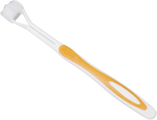 3 Sided Toothbrushs Adult Child Manual Toothbrushes Soft Bristle Tooth Brush(Yellow)