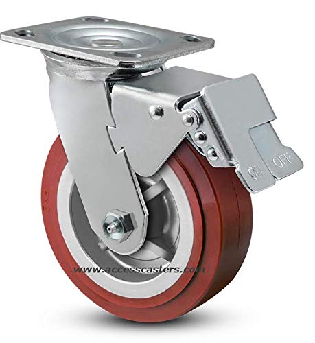 5" X 2" Swivel Plate Total Lock Caster, Poly on Poly Wheel (5CEMTL)