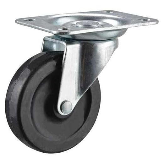 Swivel Plate Caster, Rubber, 3 in., 150 lb., Mfr: P2S-R030D-12-001-A