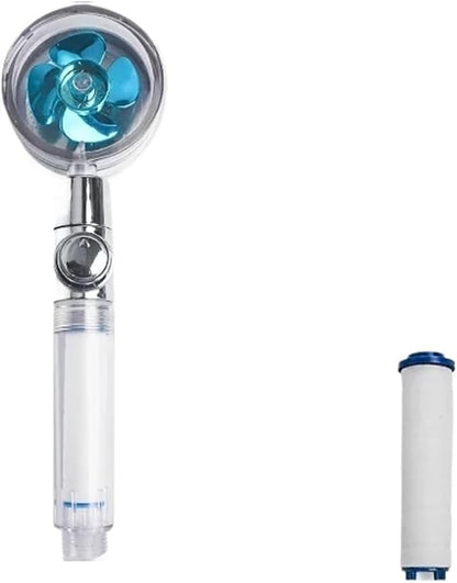Bathroom 360-degree rotating fan, high-pressure shower head, adjustable shower head filter, bathroom accessories, shower head (blue color, 1 filter, size: 1)