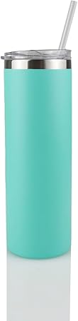 Hogg 20oz Powder Coated Skinny Tumbler, DIY, Customizable, Reusable, Double Wall Insulated, Colored Tumblers (Mint)