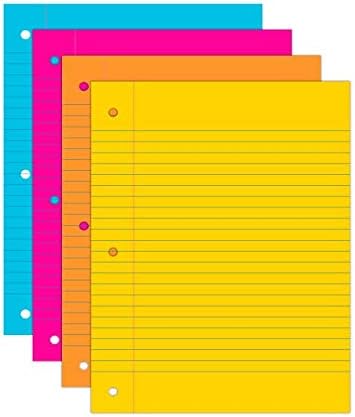 Astrobrights Filler Paper, 8" x 10 12", Wide Ruled, 20 Lb, FSC Certified, Assorted Colors, Pack Of 100 Sheets