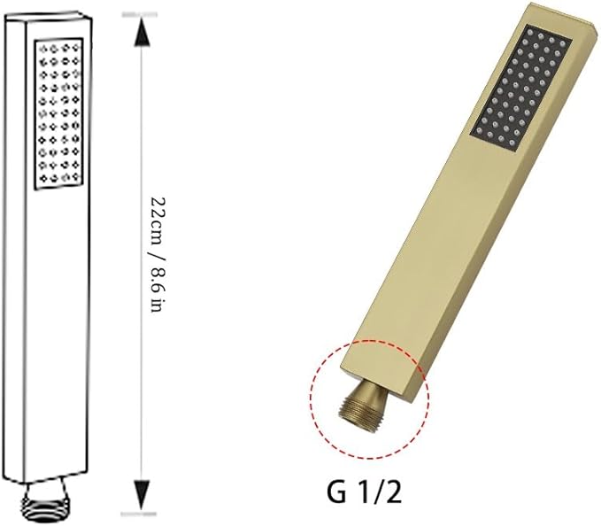 Hand Shower Wand Handheld Shower Spray High Pressure Single Function Luxury Hand Showerhead Brushed Gold