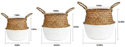 Storage Baskets Laundry Seagrass Baskets Wicker Hanging Flower Pot Baskets Storage Flower Home Pot Panier Osier Basket for Toys (Brown, 22cmX20cm)