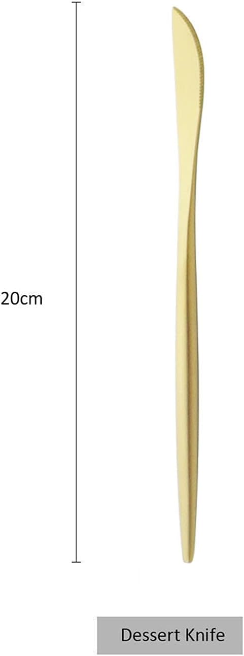 Dessert Knives Set of 4, Matte Gold Flatware Stainless Steel Silverware Knife Bulk, 7.87-Inch Eating Utensils Sets, 4-Piece Table Knives Satin Finished, Dishwasher Safe