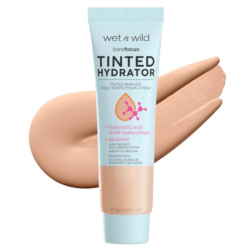 wet n wild Bare Focus Tinted Hydrator Tinted Skin Veil (No Box), Lightweight Buildable Coverage with Hyaluronic Acid & Vegan Squalane, Semi-Matte Finish, Cruelty-Free - Light