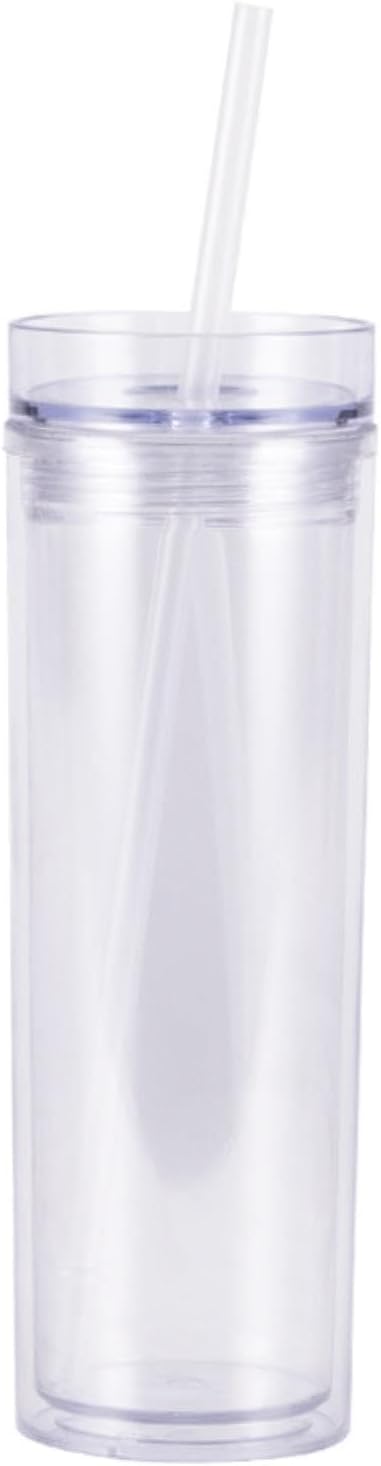 450ml/15.5oz European And American Style Fashionable Water Cup, Double-Layer Transparent Straight Cup-Transparent and colorless