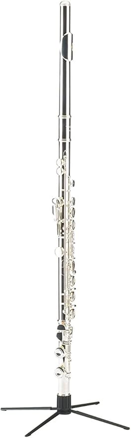 Liyafy Portable Flute Stand Holder Metal Foldable Support 4-Leg Stand Wind Instrument Accessory Black