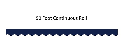 Teacher Created Resources Navy Blue Scalloped Rolled Border Trim - 50ft - Decorate Bulletin Boards, Walls, Desks, Windows, Doors, Lockers, Schools, Classrooms, Homeschool & Offices