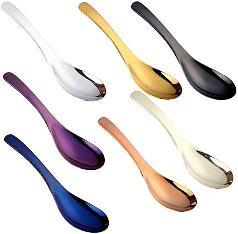 Serving Tablespoons Eco-Friendly Stainless Steel Colourful Soup Spoon,Long Handle Flatware Cutlery ,Cooking Utensil Table Spoon for Kitchen Restaurant(A)