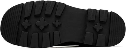 MANLADUO Chelsea Boots for Men with Thick Soles, British Style Elastic High-Top Boots, Men's Leather Shoes