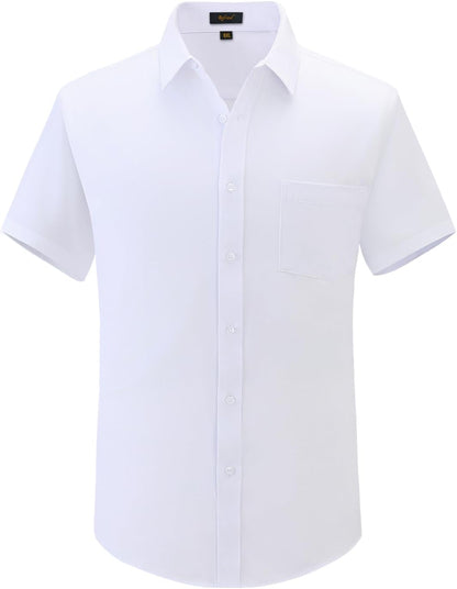 Dress Shirts for Men Big and Tall (XL Big-6XL Big Tall) Button Down Short Sleeve Business Casual Collared Shirt