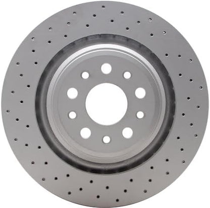 Rear Drilled Disc Brake Rotor - Compatible with 2014-2016 Maserati Ghibli (Models with 6-Piston Front Calipers Only)