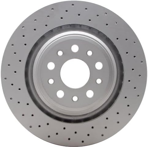 Rear Drilled Disc Brake Rotor - Compatible with 2014-2016 Maserati Ghibli (Models with 6-Piston Front Calipers Only)