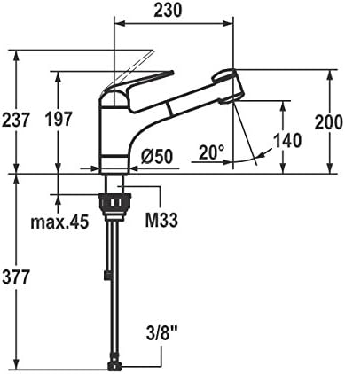 KWC 10.061.033.000 Domo 9" Pull Out Kitchen Faucet Top Lever Polished, Chrome.