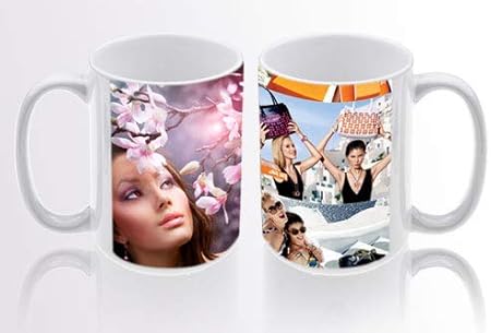 White Ceramic 15oz (12,7 x 10,6cm) Sublimation Coffee Tea Mug Heat Thermal Transfer Dye Coated Glossy 1 piece Diswashable Microwave Safe