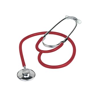Dixie EMS Single Head Lightweight Stethoscope, Latex Free, for Doctors, Nurses, Students, Medical and Home Use - Red