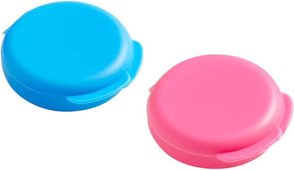 EZY DOSE Daily Round, Portable On-The-Go Pocket Pharmacy, Pill Box, Organizer and Vitamin Containers, Snap Shut Lids, Perfect for Traveling, Blue  Pink, 2 Pack, BPA Free