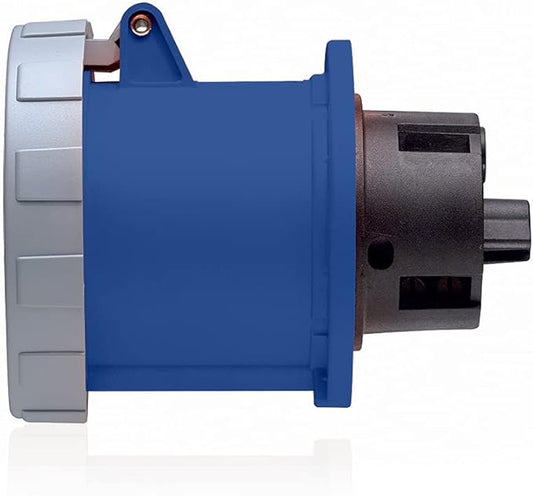 Leviton 4100R9W 100 Amp, 250 Volt 3-Phase, 3P, 4W, Outlet North American Pin  Sleeve Receptacle, Industrial Grade, IP67, Watertight - BLUE