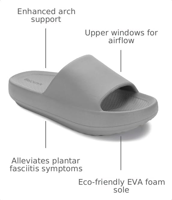 BRONAX Arch Support Slides for Women and Mens | Cushioned Thick Sole Pain Relief Slippers