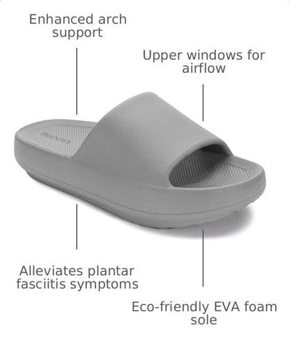 BRONAX Arch Support Slides for Women and Mens | Cushioned Thick Sole Pain Relief Slippers