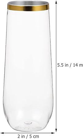 LALAFINA 4pcs Gold Rim Cup Sturdy Break Resistant Party Drink Cup Cold Drinking Cups
