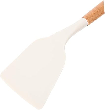 DOITOOL 2pcs Wood Spatulas Kitchen Silicone Non-Stick Shovel Cookware Shovels Cooking Supplies Utensils