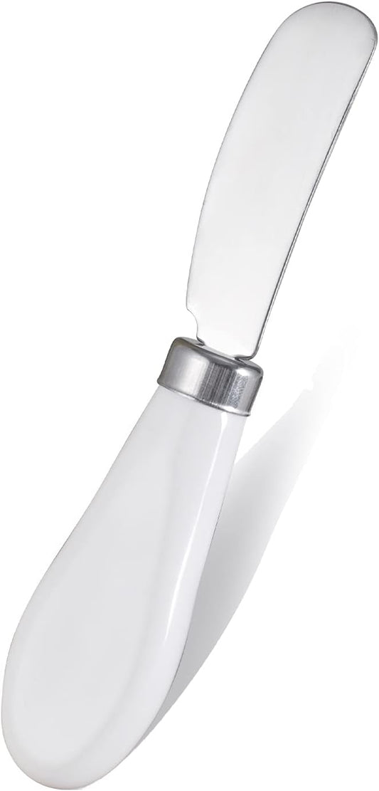 Butter Spreader Knife, Stainless Steel Spreader Knife with White Porcelain Handle for Cutting Butter Cheese and Jam, 1 PC