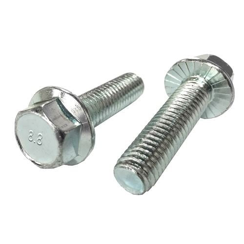 (10) M8-1.25x20 Metric Class 8.8 Hex Serrated Flange Bolts Frame Cap Screws Zinc Clear