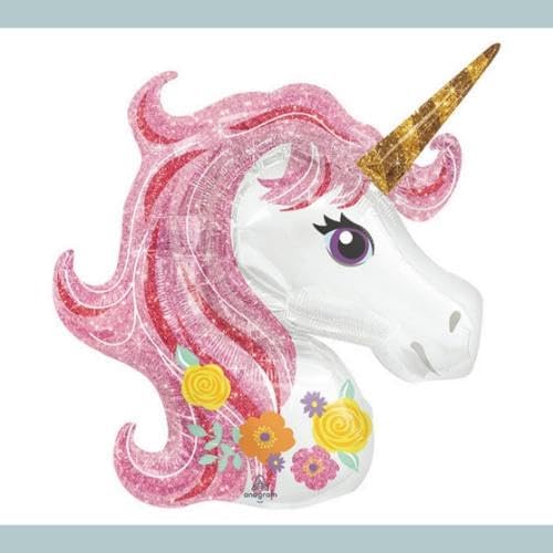 Anagram 33" Magical Unicorn Super Shape Balloon, Multicolor